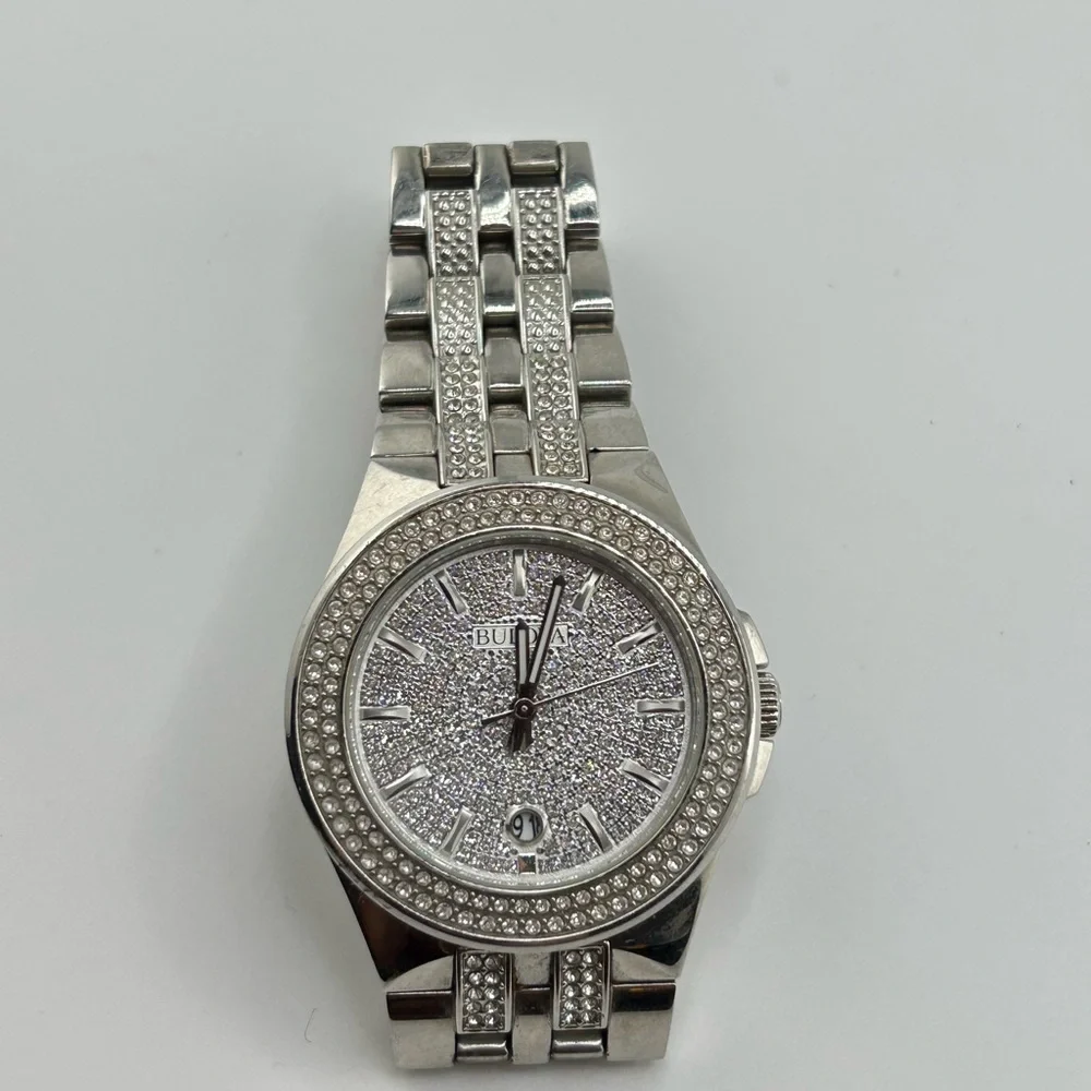 Bulova Phantom Men's Silver Stainless Steel Crystal Dial 42mm Date Watch #506